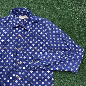 Wallace & Barnes Men's Long Sleeve Button Shirt Size XS Blue Geometric